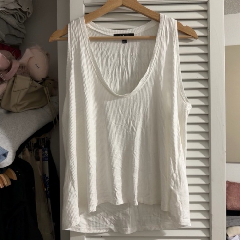 Lulu’s White Textured Scoop Neck Tank Top | S | NWOT